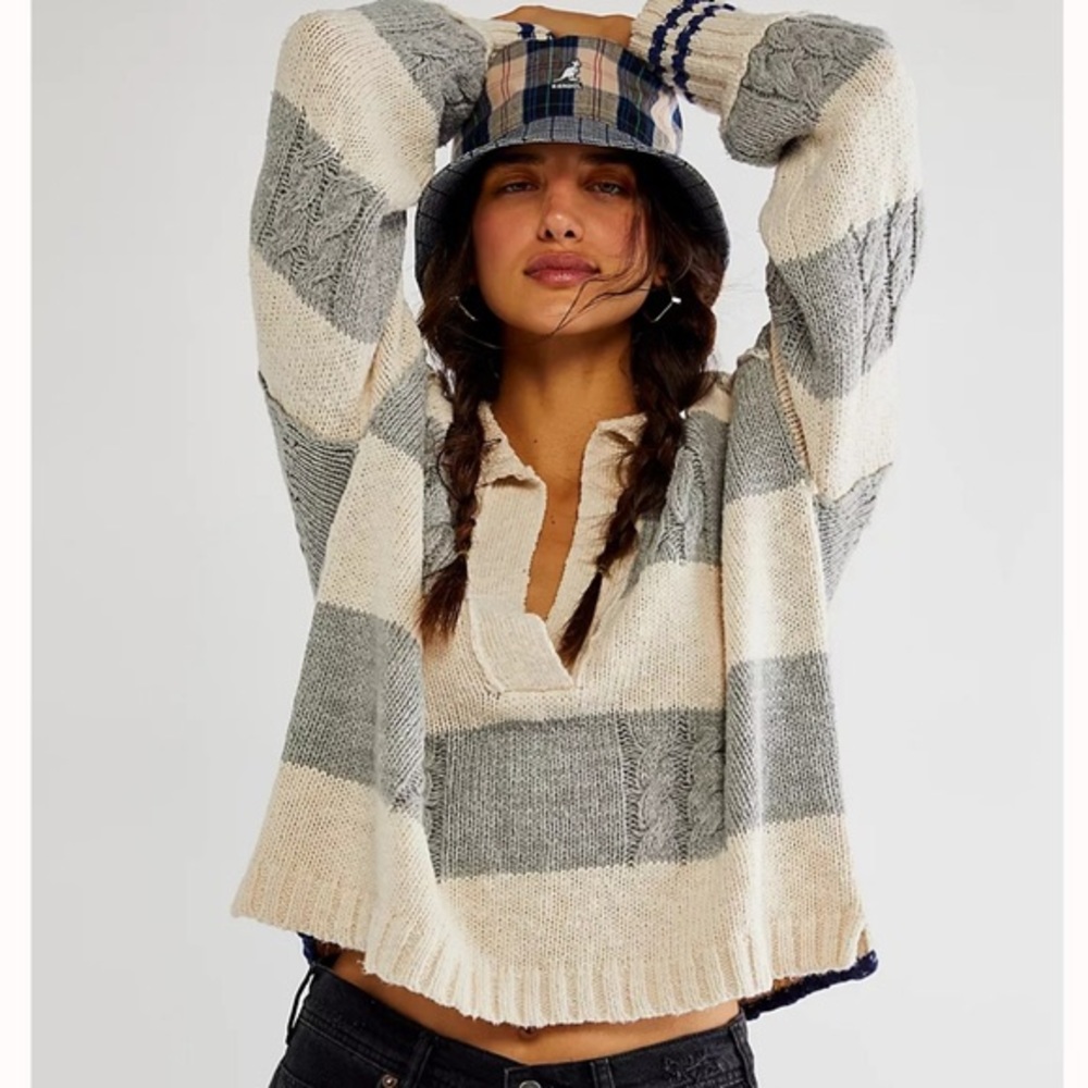 FREE PEOPLE PEMBROOK SWEATER NWT SIZE S Small. Ivory Combo color